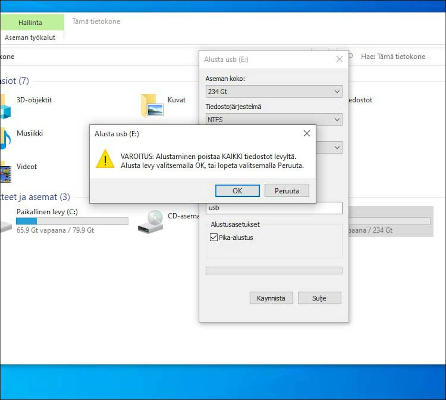 Vaihe 3: Poistat kaiken kiintolevyltä, kun alustat sen.